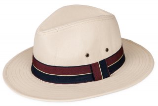 Mens Cotton Fedora Hat With Stripe Band