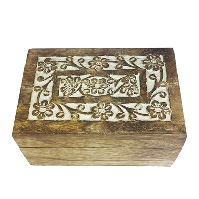 White Floral Wooden Box