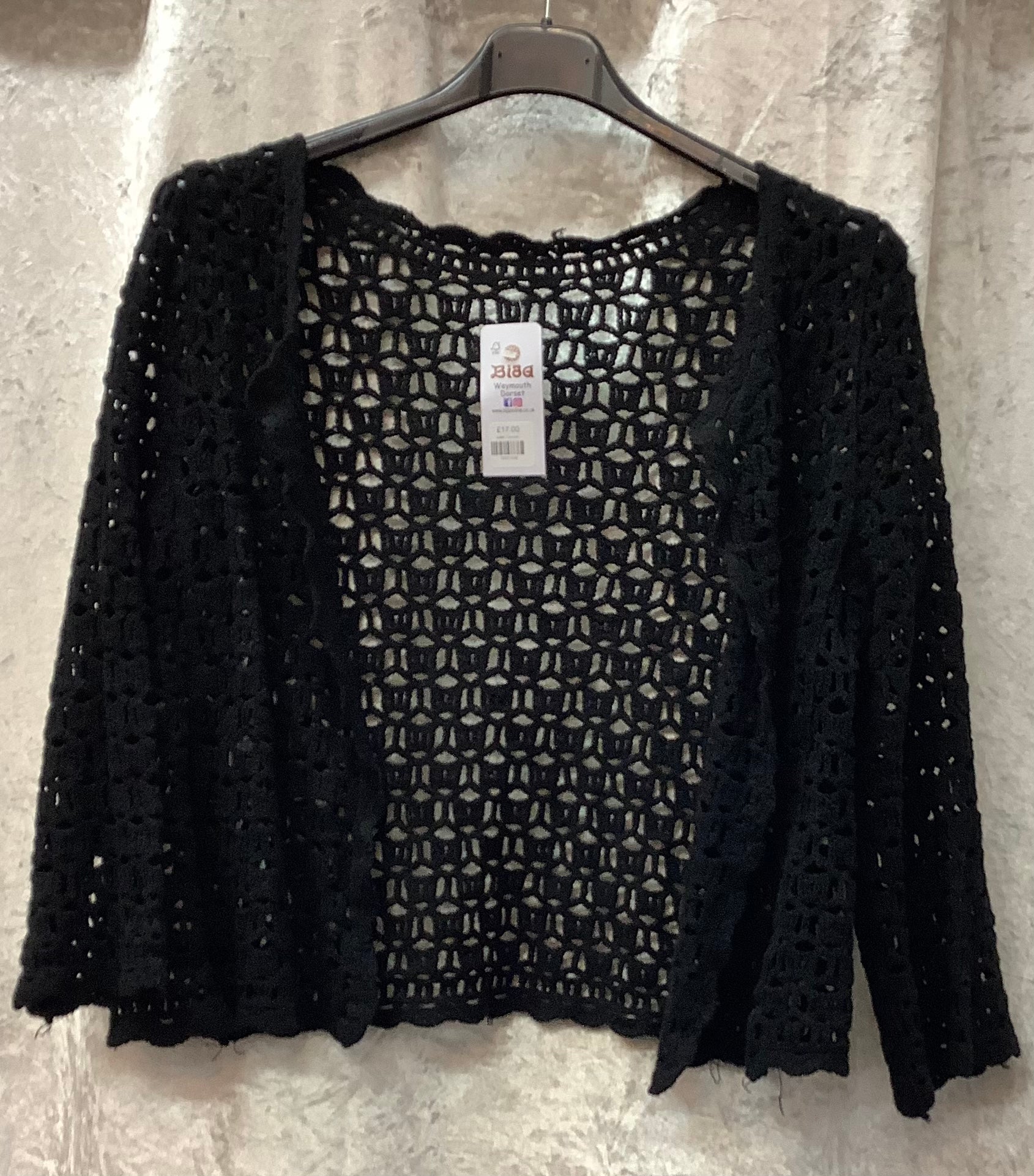 Black crochet shrug hotsell