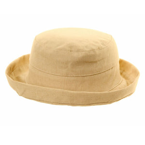 Linen Hat with SMALL Turn-up Brim