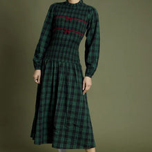 Midi Tartan Shirred Dress
