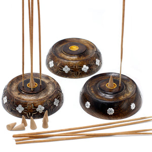 Incense Holder Round Wooden