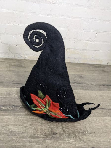Black Felt Flower Hat