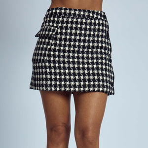 Black & White Check Wool Mini Skirt