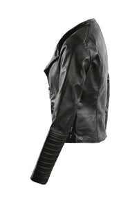 Black Side Zip Biker Jacket