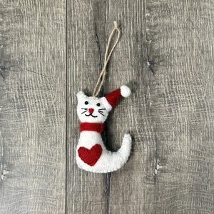 Felt Cat with Christmas Hat