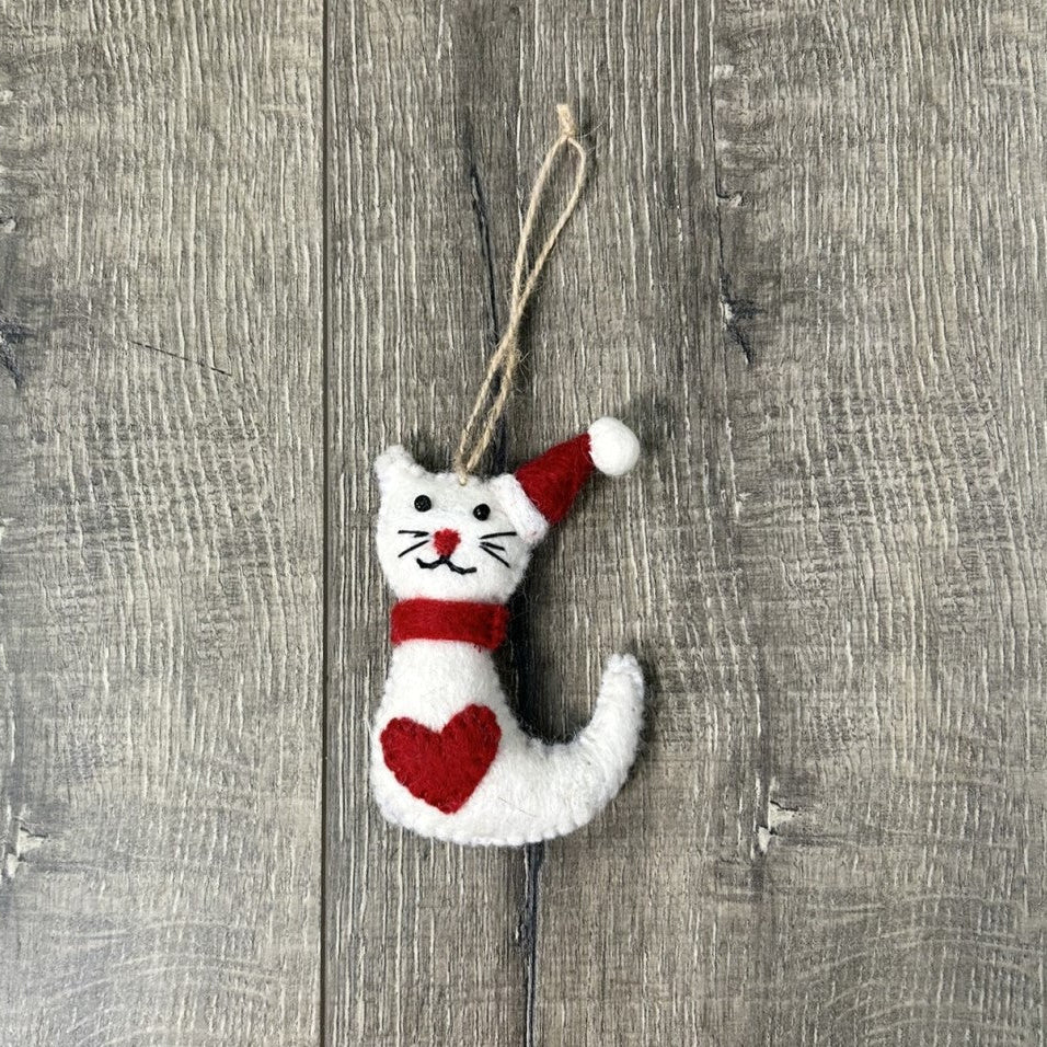 Felt Cat with Christmas Hat