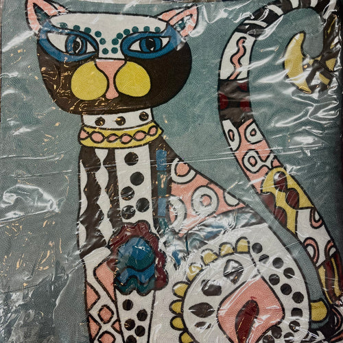 Cat Abstract ‘Crewel’ Embroidered Cushion Covers
