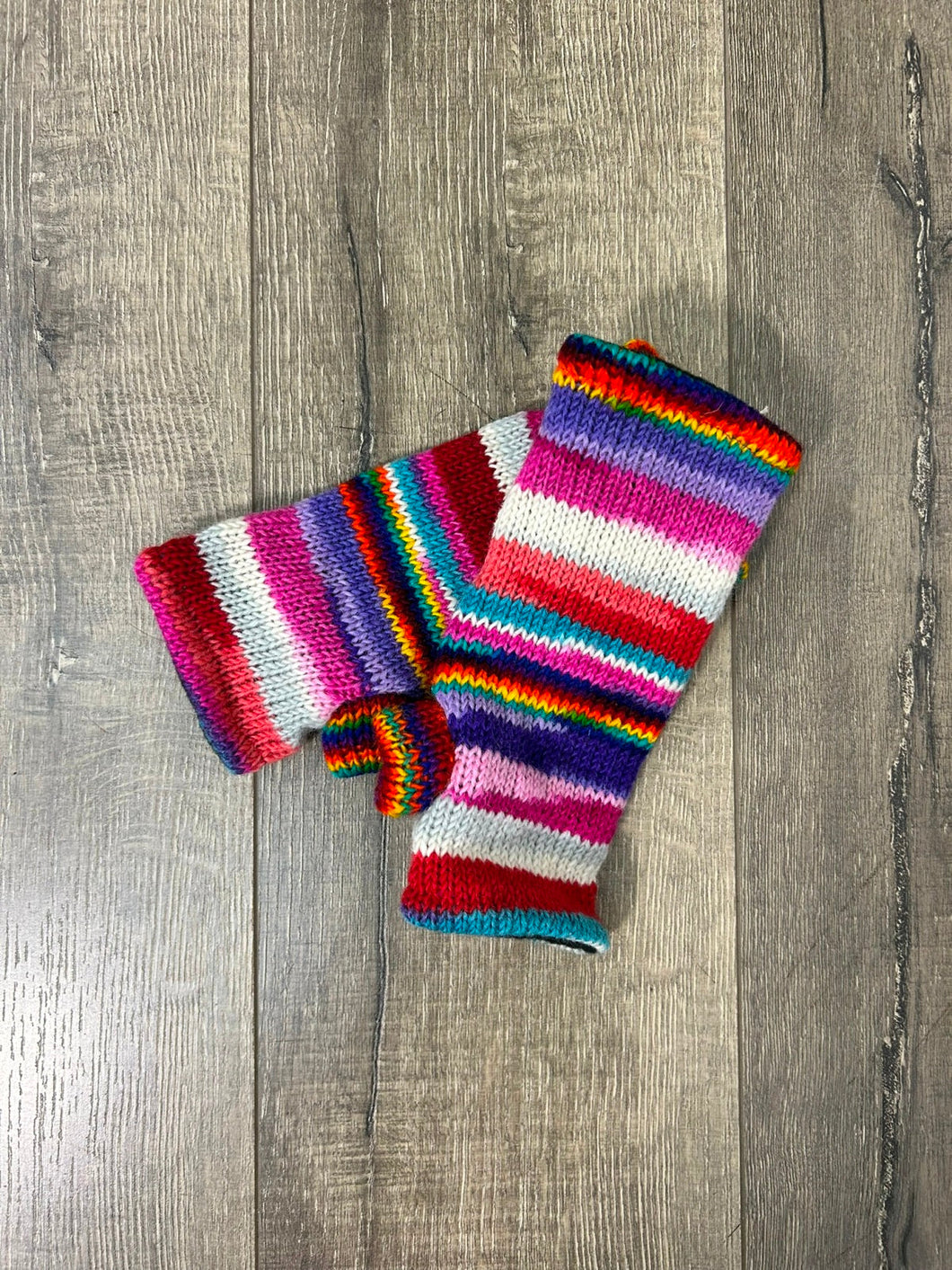 Multi Stripe Knitted Handwarmers