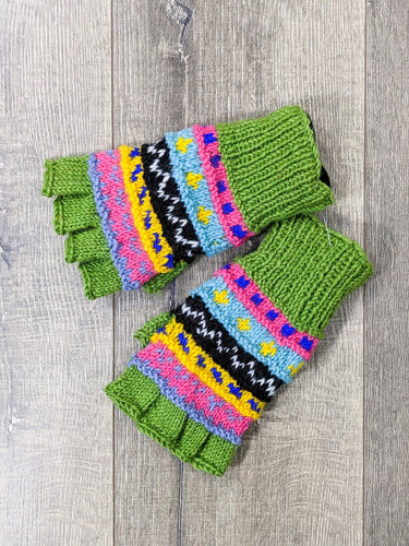 Green Multi Half Finger Gloves