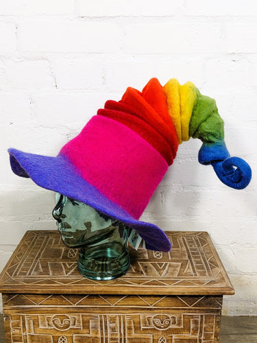 Funky Rainbow Concertina Felt Hat