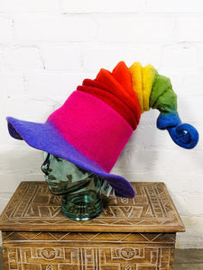 Funky Rainbow Concertina Felt Hat