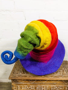 Funky Rainbow Concertina Felt Hat