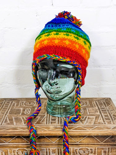 Rainbow Patterned - Earflap Wool Hat