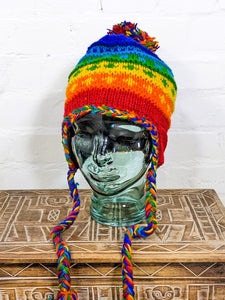 Rainbow Patterned - Earflap Wool Hat