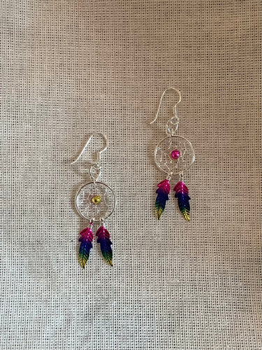 Two-Tone Round Dreamcatcher Earrings