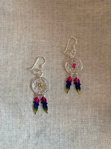 Two-Tone Round Dreamcatcher Earrings