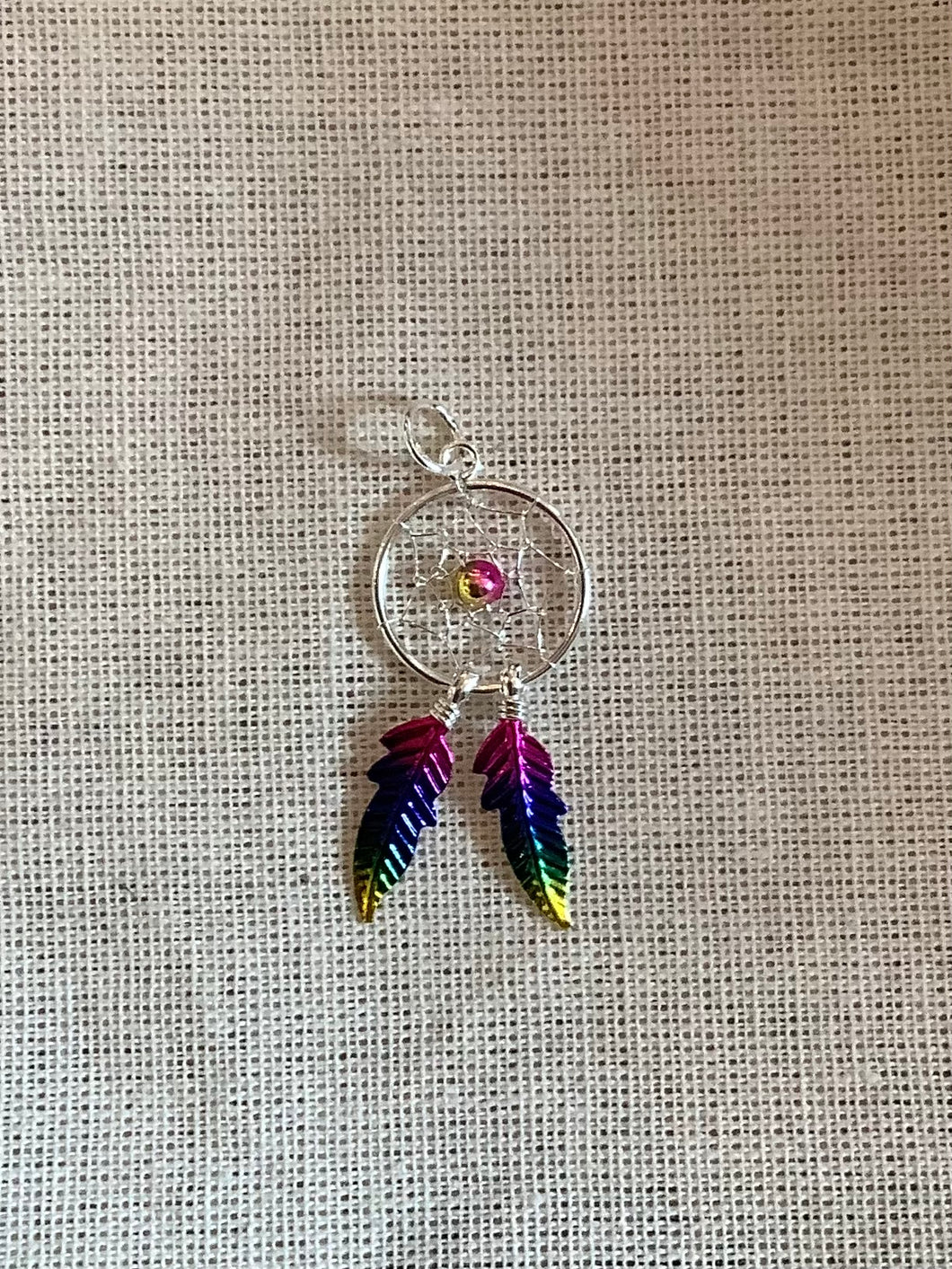 Two-Tone Round Dreamcatcher Pendant