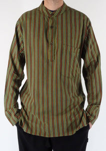 GREEN STRIPE 3 Button Shirt