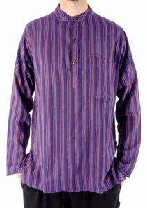 PURPLE STRIPE 3 Button Shirt