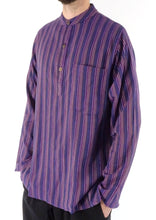 PURPLE STRIPE 3 Button Shirt