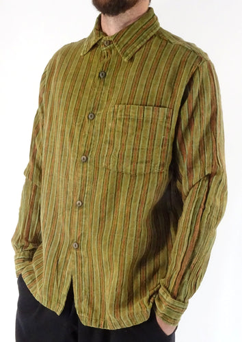 GREEN STONEWASH STRIPE Full Button Shirt