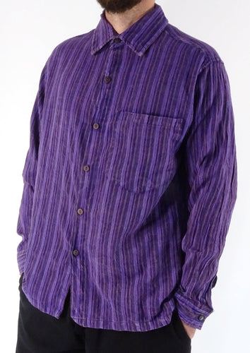 PURPLE STONEWASH STRIPE Full Button Shirt