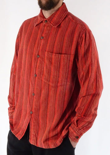 RED STONEWASH STRIPE Full Button Shirt