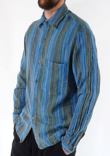 TURQUOISE STONEWASH STRIPE Full Button Shirt