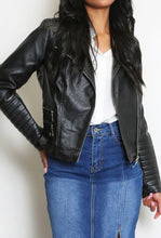 Black Side Zip Biker Jacket