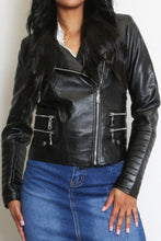 Black Side Zip Biker Jacket