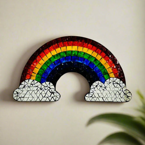 Mosaic Rainbow & Clouds Plaque