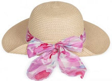 Roxanne Wide Brim Straw Hat with Scarf