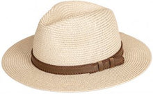 Straw Fedora With Faux Brown Leather Band
