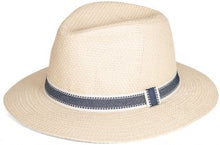 Unisex Straw Fedora with Blue Band Robert