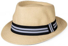 Straw Trilby with Stripe Band