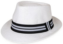 Straw Trilby with Stripe Band