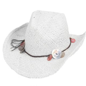 White Straw Cowboy with Shells
