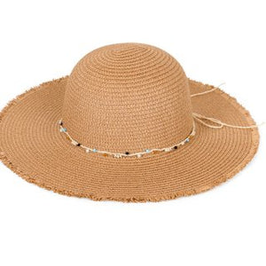 Wide Brim Straw Hat with Plait