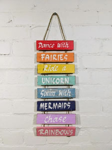 "Dance With Fairies" Hanging Sign 57x20cm