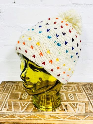 Rainbow Fleck Bobble Hat