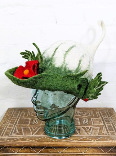 Leafy Flower Felt Hat