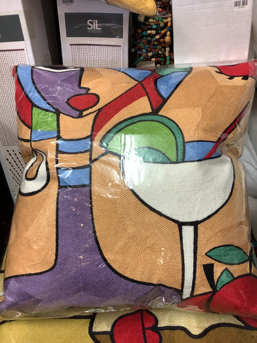Cocktail - Peach 'Crewel' Embroidered Cushion Cover