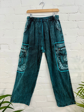 Jeri Full Length Stonewash Sun Print Cargo Pants
