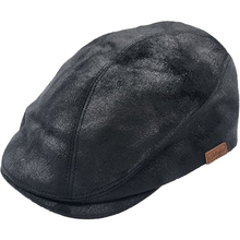 David Faux Leather Aged LOOK Flat Cap