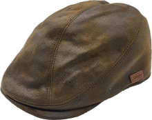 David Faux Leather Aged LOOK Flat Cap
