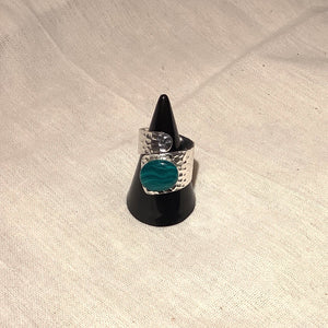 Wrap Around Stone Ring - Hammered