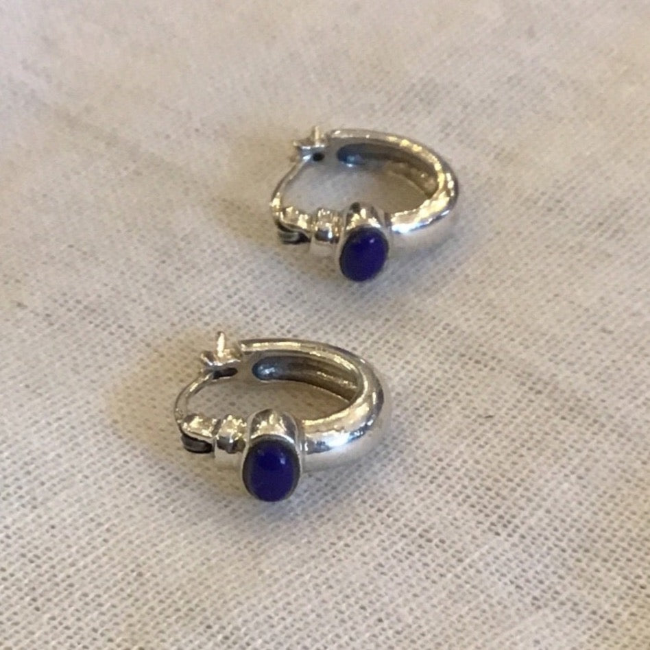 Oval Stone Hoops