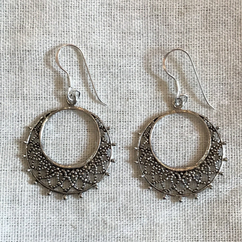 Crescent Filigree Earring 9x25mm