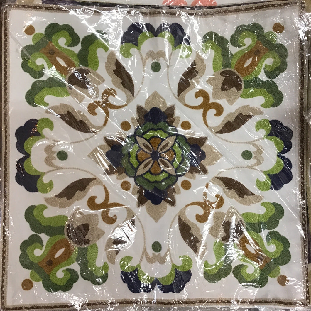 Floral Crewel Cushion Cover